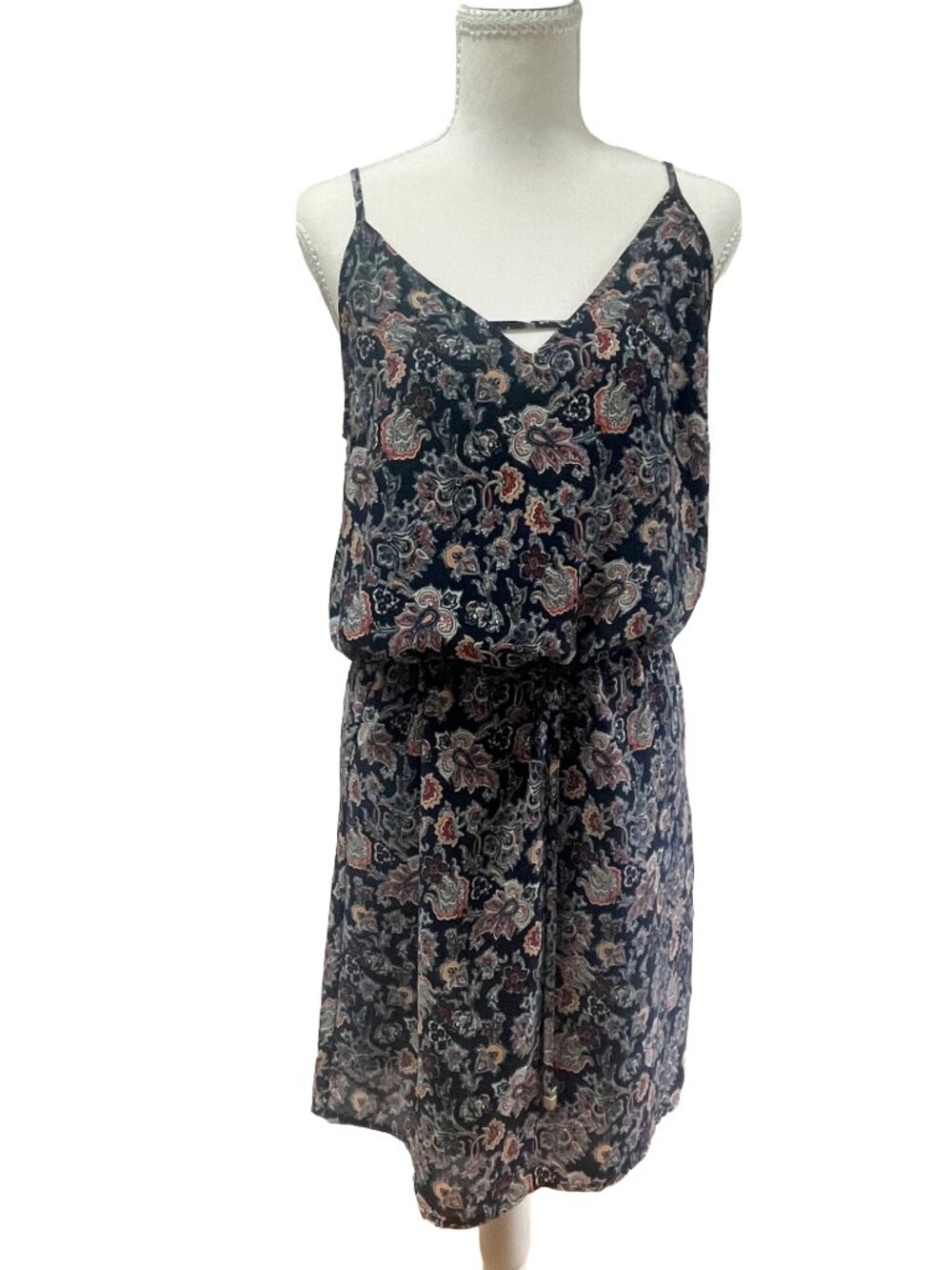 Artisan NY Floral Paisley Sleeveless Tie Waist Mini Dress Size 4